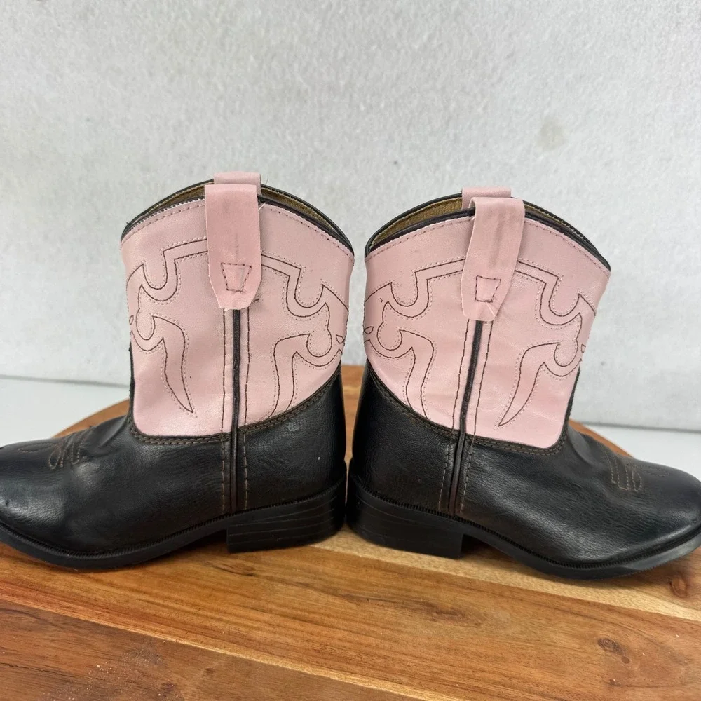 Smoky Mountain Kids 1574T Black Pink Cowboy‎ Western Boots Size R Youth Girls